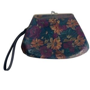 Patricia Nash Peruvian Painting Navy Blue Floral Wristlet